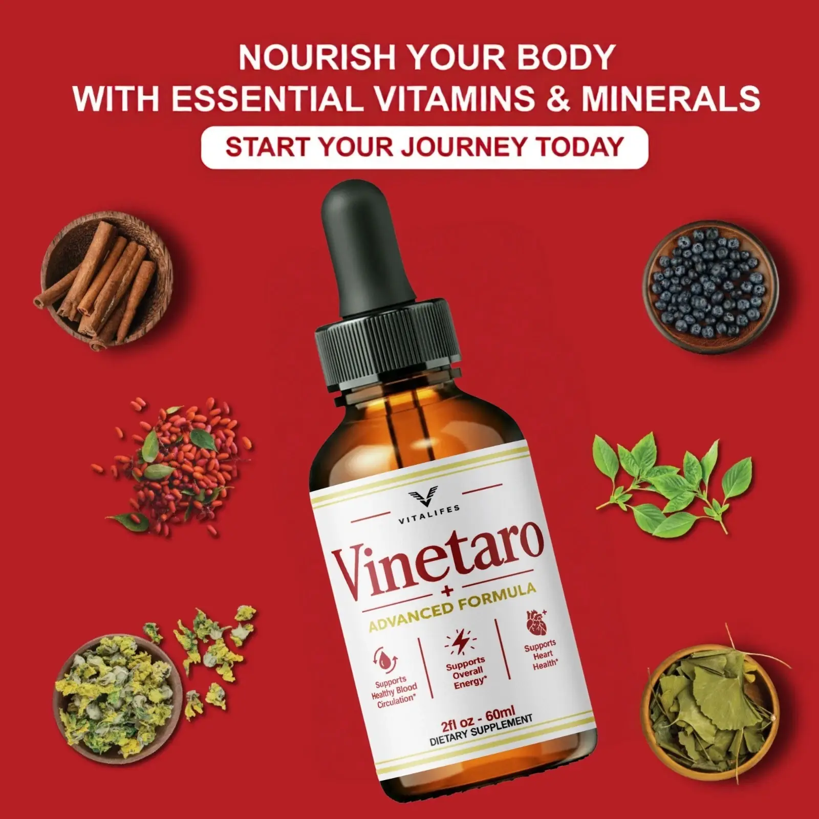 The seller&rsquo;s essential vitamins panel for Vinetaro Drops
